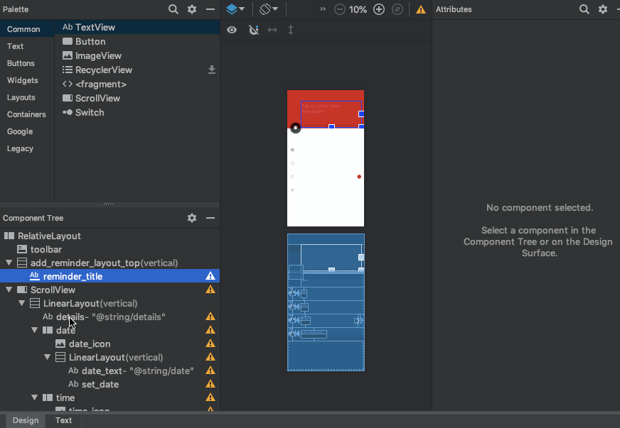 Layout Editor Attributes Inspector
